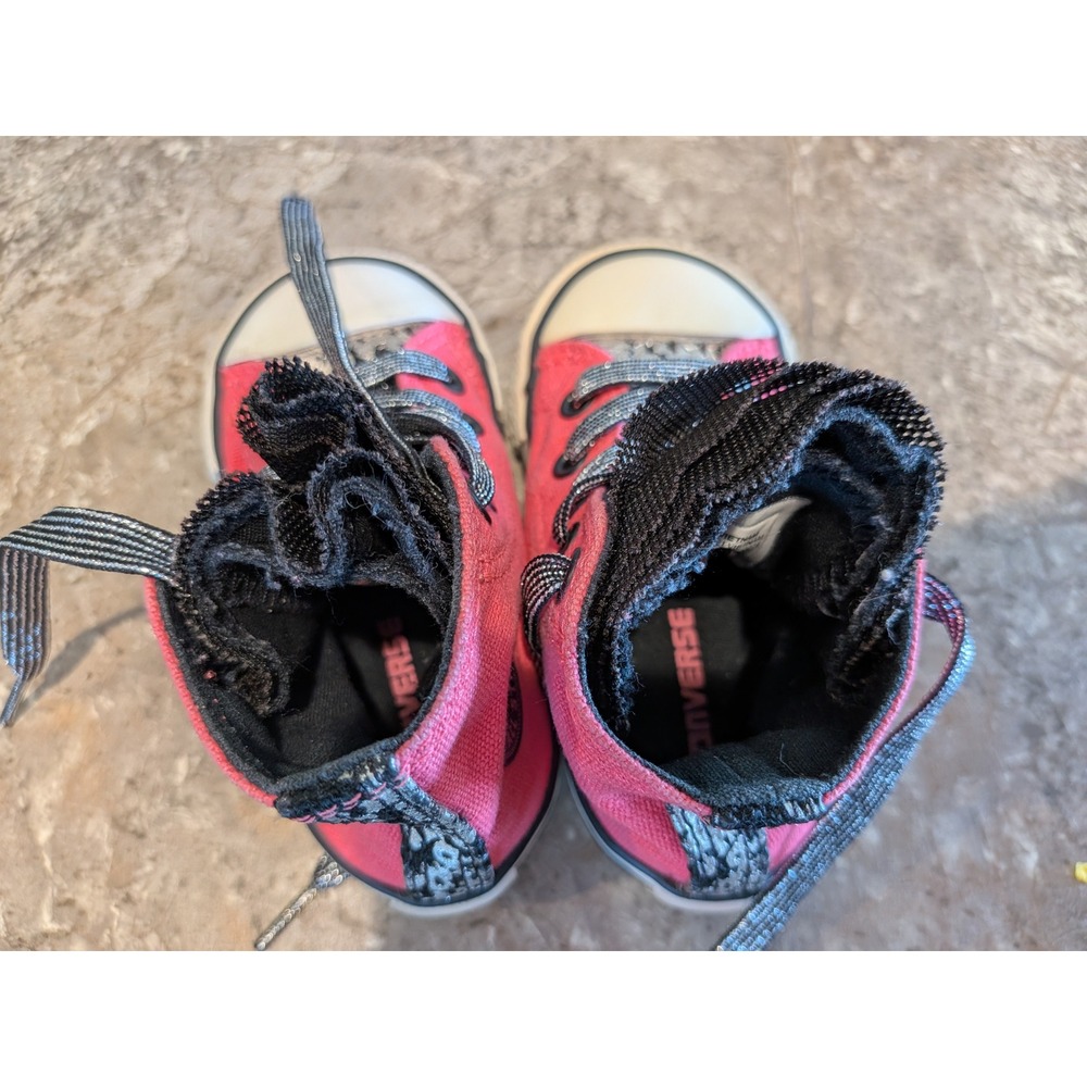 Converse All Star Party Toddler Size 5 Pink Double Tongue Ruffle High Top - Picture 2 of 6
